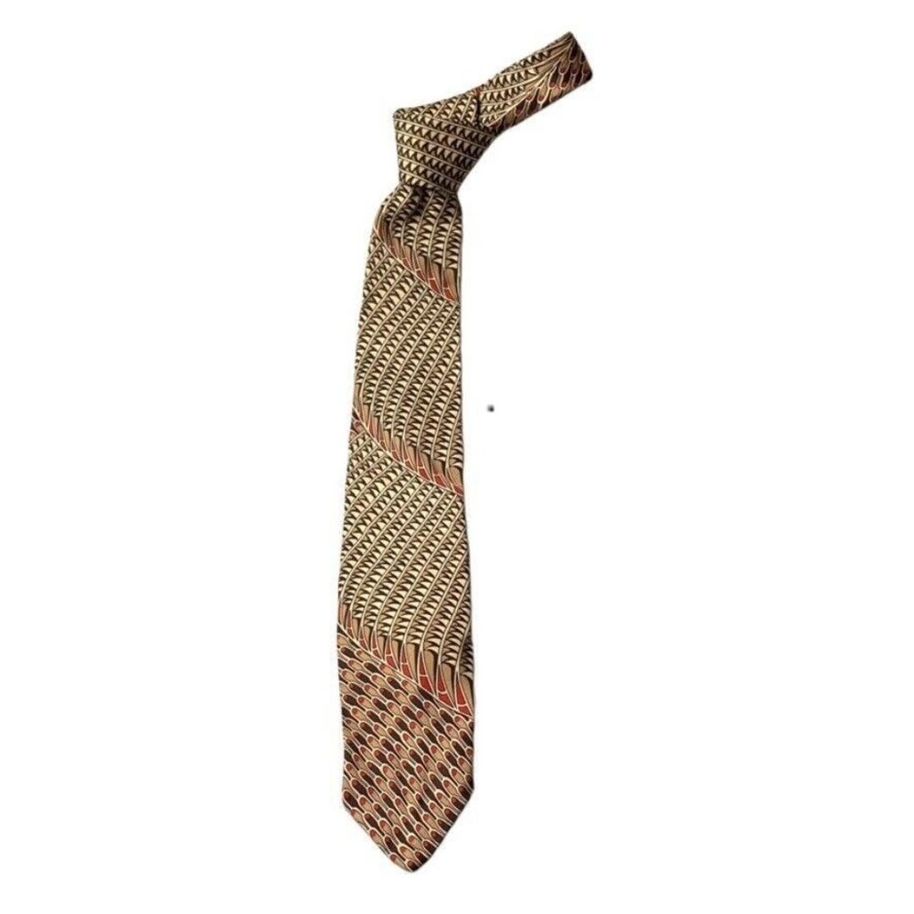 Vintage Berkley Red & Beige 100% Silk Necktie